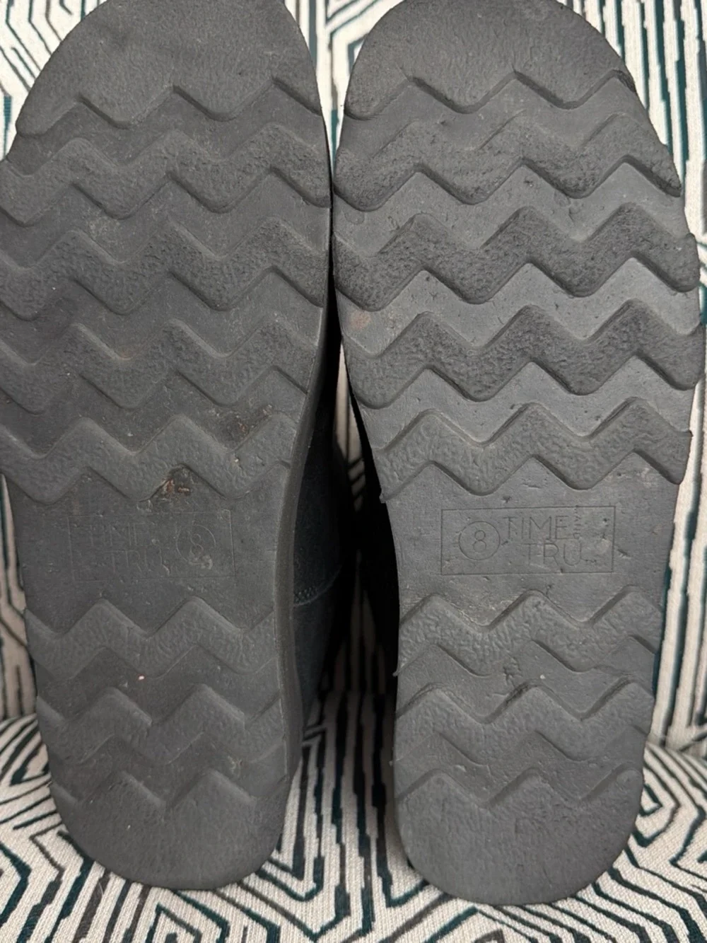 Time And Tru Black Suede Platform Winter Boots with Faux Fur